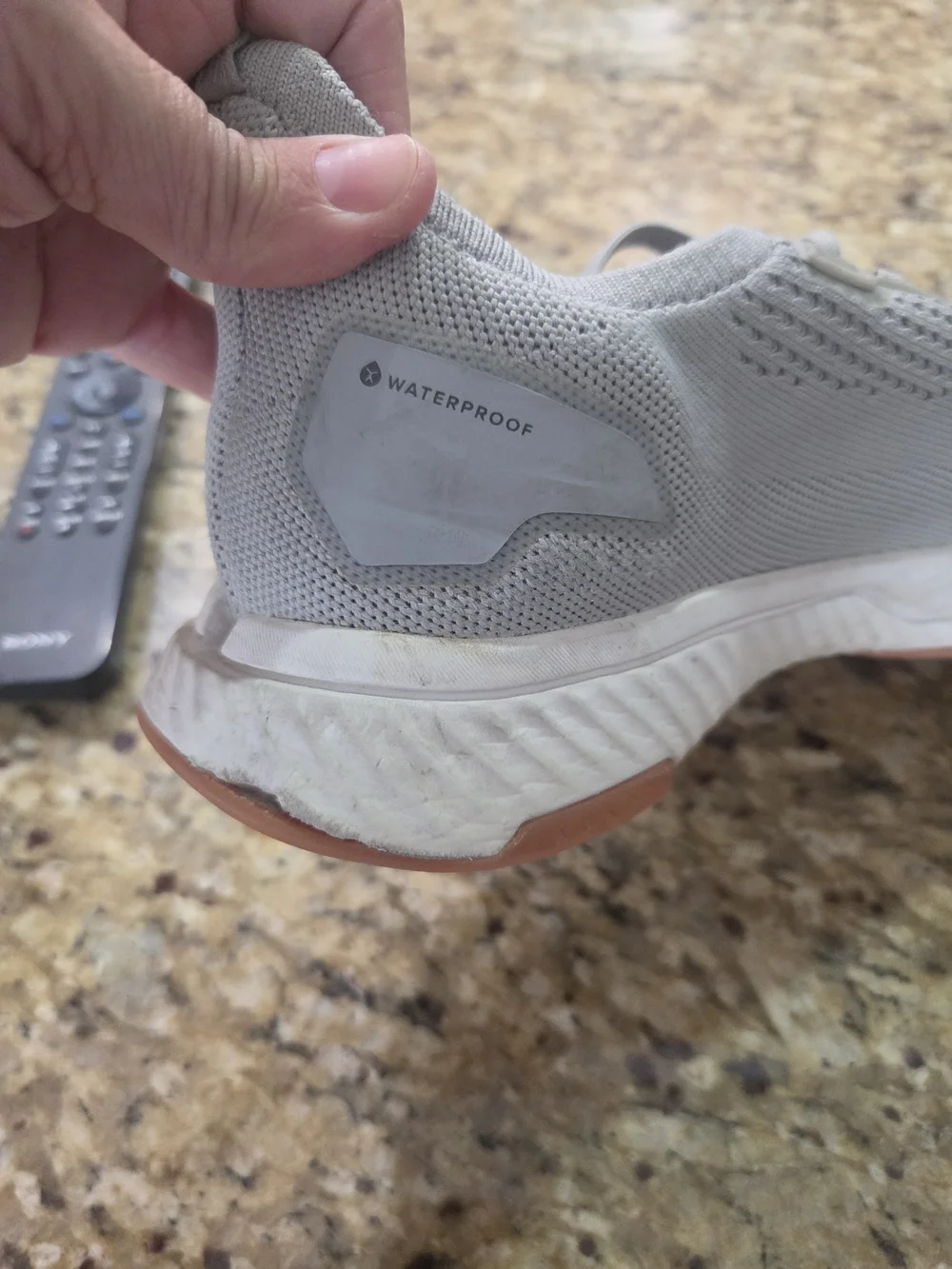 Men's FLUX Knit Sneakers - Light Gray with Tan Accents WATERPROOF